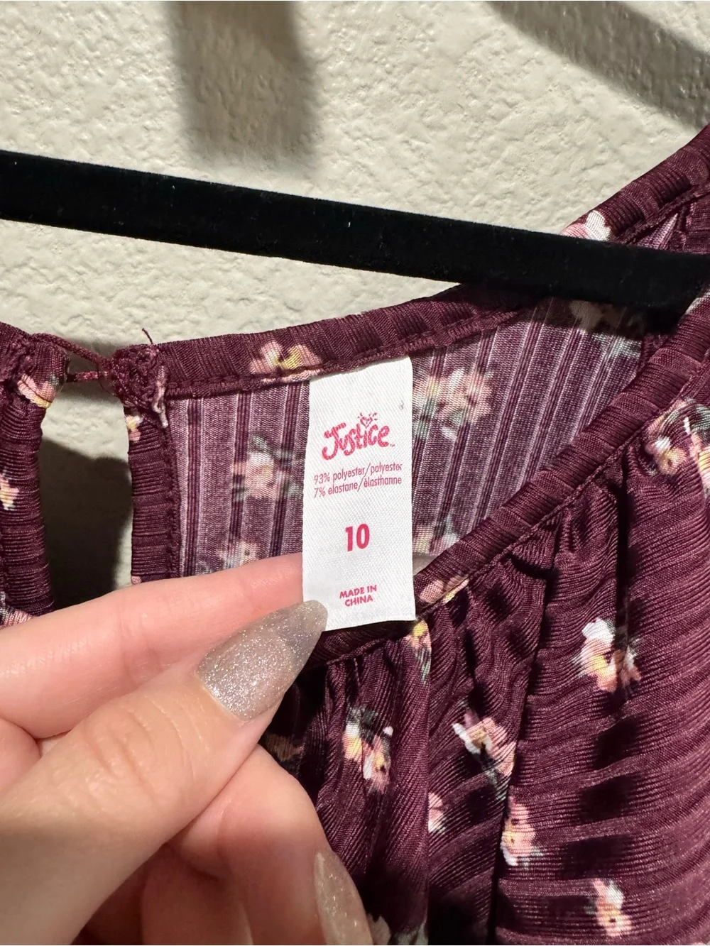 Justice Girls Burgundy Floral Jumpsuit